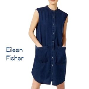 Eileen Fisher Blue Denim Shirt Dress Size XXS